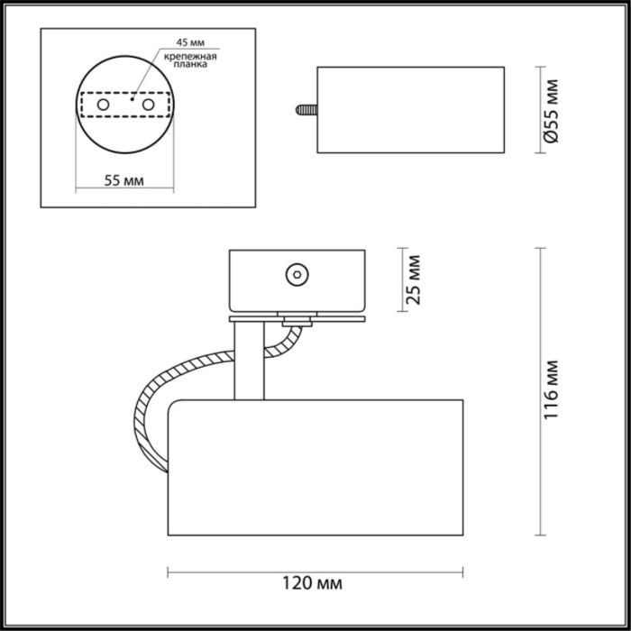 3872/1C HIGHTECH ODL19 285 black Ceiling lamp GU10 1*50W 220V KIKO