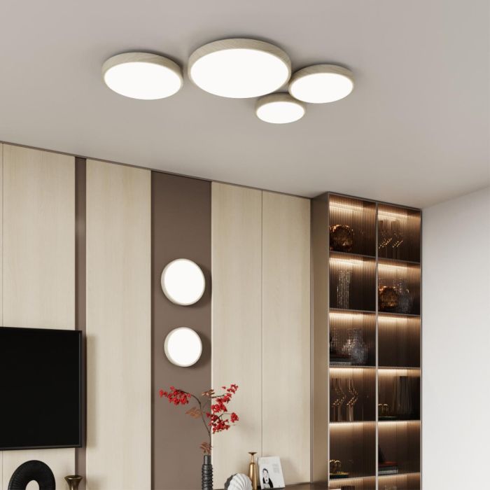 7628/CL PALE 027 Luminaire plastic/white/beige under wood LED 30W without remote control 4000K D340 IP43 LOSTA