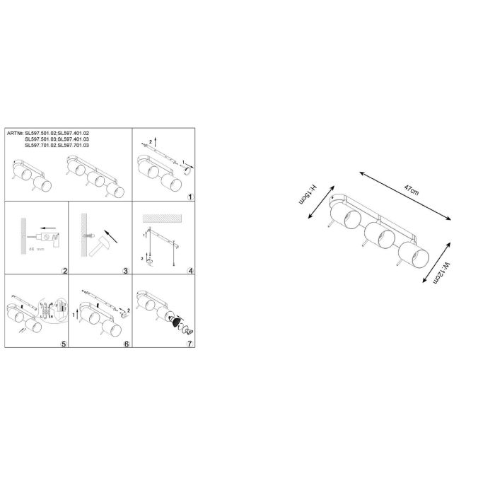 SL597.501.03 Spot ST-Luce White, Chrome/White GU10 LED 3*3W