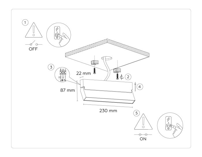 LED surface-mounted luminaire TA1818 WH white LED 12W 4200K 230*22*87