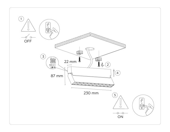 LED surface-mounted luminaire TA1825 WH white LED 12W 4200K 230*22*87