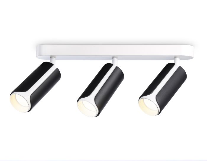 Wall and ceiling swivel spot with changeable lamp TN51605/3 BK/WH black/white GU10/3 380*60*195