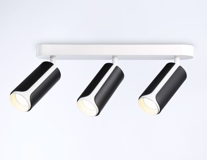 Wall and ceiling swivel spot with changeable lamp TN51605/3 BK/WH black/white GU10/3 380*60*195