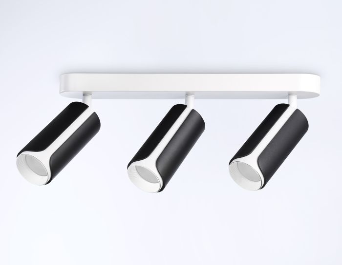 Wall and ceiling swivel spot with changeable lamp TN51605/3 BK/WH black/white GU10/3 380*60*195