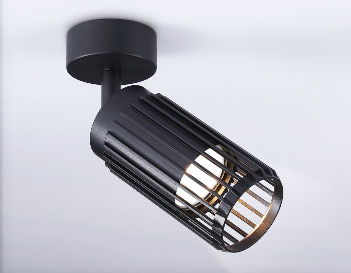 Surface mounted swivel spotlight with replacement lamp TN51679 BK black GU10 D60*120