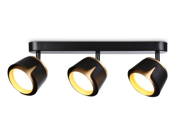 Wall and ceiling swivel spot with replaceable lamp TN71237/3 BK/GD black/gold GX53/3 380*100*147