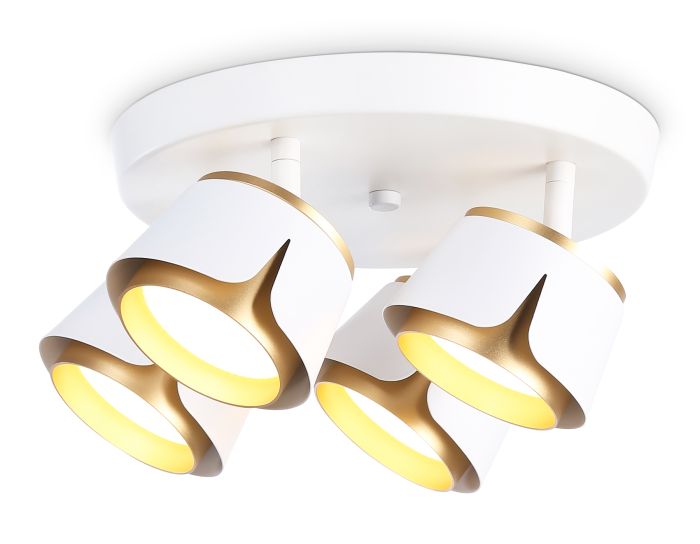 TN71241/4 WH/GD White/Gold GX53/4 D250*147 Wall and Ceiling Swivel Spot with Replacement Lamp TN71241/4 WH/GD