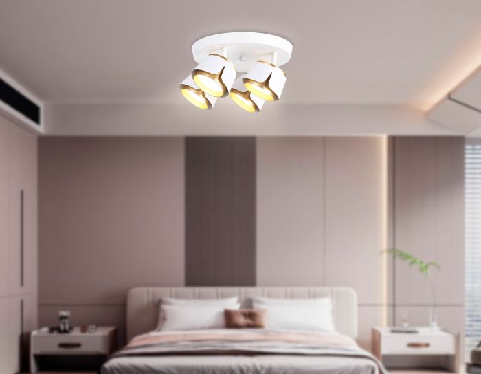 TN71241/4 WH/GD White/Gold GX53/4 D250*147 Wall and Ceiling Swivel Spot with Replacement Lamp TN71241/4 WH/GD