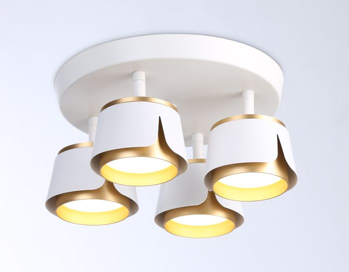 TN71241/4 WH/GD White/Gold GX53/4 D250*147 Wall and Ceiling Swivel Spot with Replacement Lamp TN71241/4 WH/GD