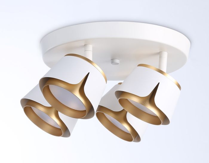 TN71241/4 WH/GD White/Gold GX53/4 D250*147 Wall and Ceiling Swivel Spot with Replacement Lamp TN71241/4 WH/GD