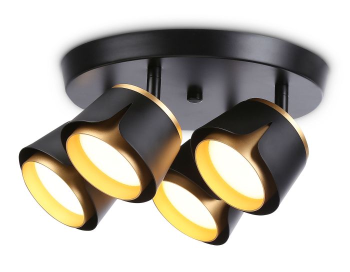 Wall and ceiling swivel spot with replaceable lamp TN71243/4 BK/GD black/gold GX53/4 D250*147