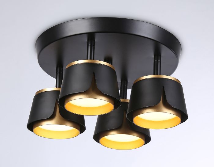 Wall and ceiling swivel spot with replaceable lamp TN71243/4 BK/GD black/gold GX53/4 D250*147