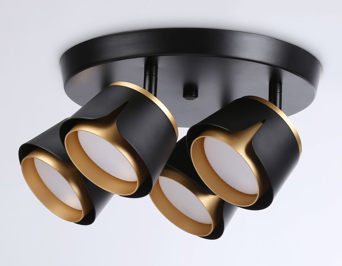 Wall and ceiling swivel spot with replaceable lamp TN71243/4 BK/GD black/gold GX53/4 D250*147