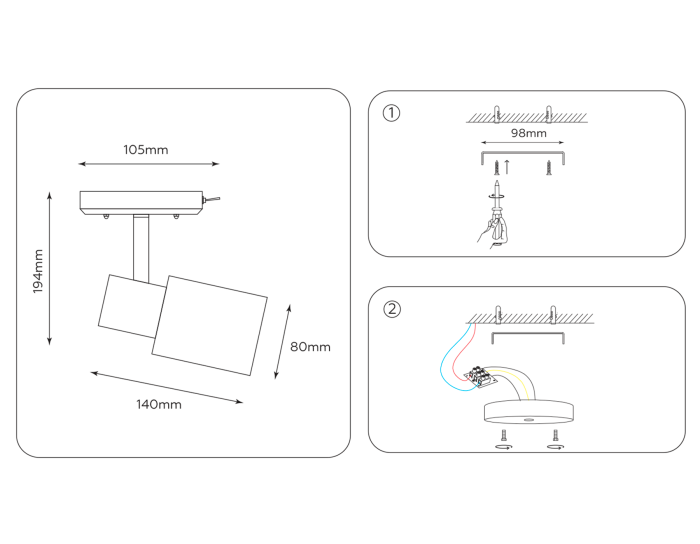 Overhead spot with switch TR3967 BS/FR brass/white matte E27 max 40W 140*80*194