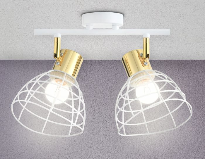 Loft style wall and ceiling spot TR8601/2 WH/GD white/gold E27*2 max 40W 260*154*230